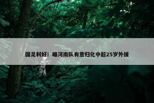 国足利好！曝河南队有意归化中超25岁外援