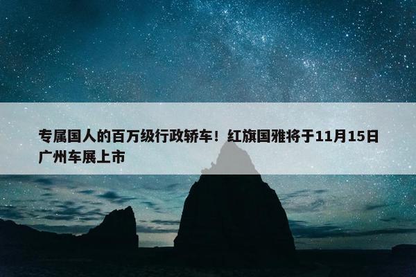 专属国人的百万级行政轿车！红旗国雅将于11月15日广州车展上市