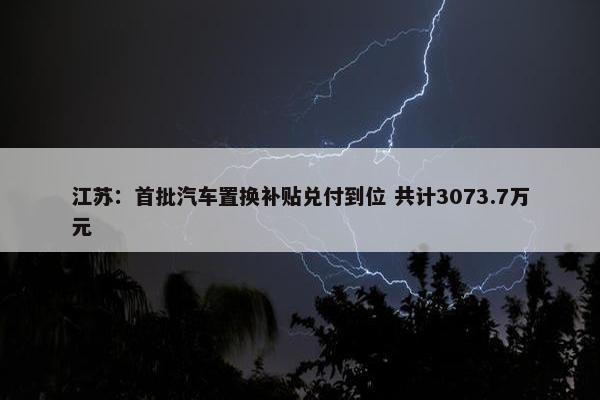 江苏：首批汽车置换补贴兑付到位 共计3073.7万元