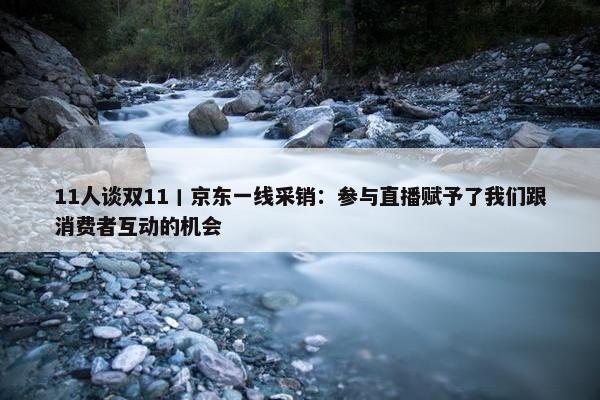 11人谈双11丨京东一线采销：参与直播赋予了我们跟消费者互动的机会