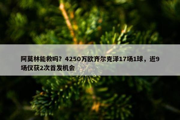 阿莫林能救吗？4250万欧齐尔克泽17场1球，近9场仅获2次首发机会