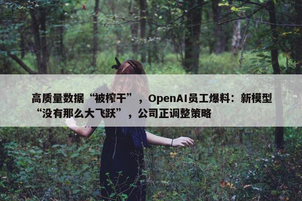 高质量数据“被榨干”，OpenAI员工爆料：新模型“没有那么大飞跃”，公司正调整策略