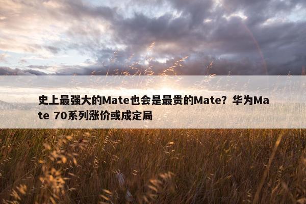 史上最强大的Mate也会是最贵的Mate？华为Mate 70系列涨价或成定局