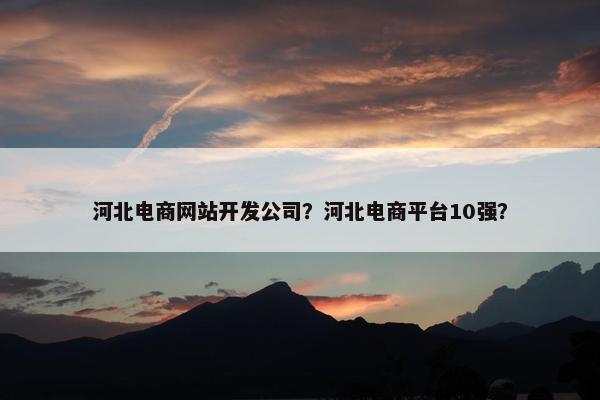 河北电商网站开发公司？河北电商平台10强？