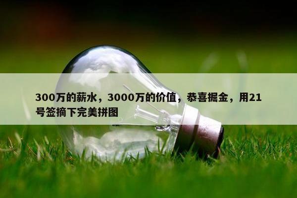 300万的薪水，3000万的价值，恭喜掘金，用21号签摘下完美拼图