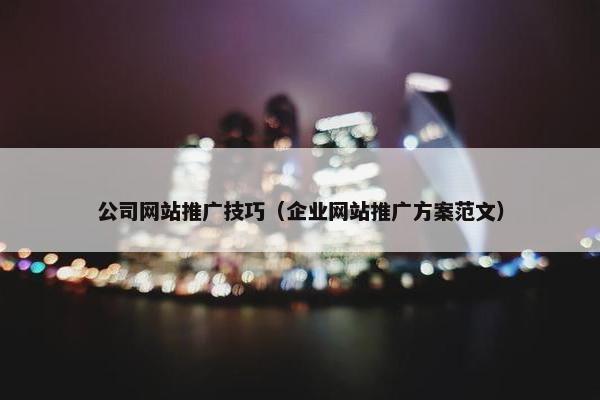 公司网站推广技巧（企业网站推广方案范文）