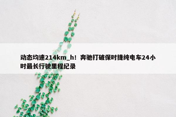 动态均速214km_h！奔驰打破保时捷纯电车24小时最长行驶里程纪录