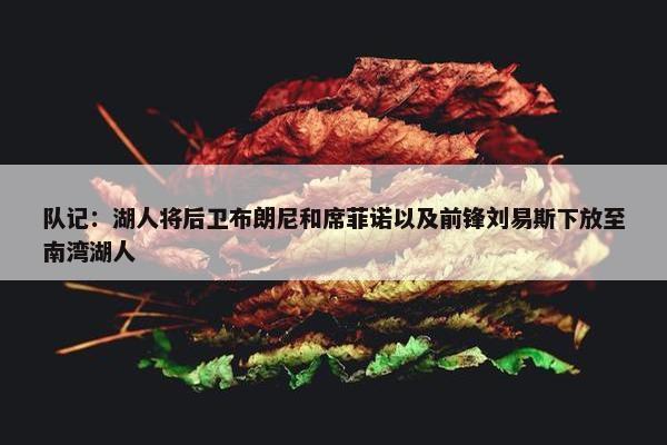 队记：湖人将后卫布朗尼和席菲诺以及前锋刘易斯下放至南湾湖人