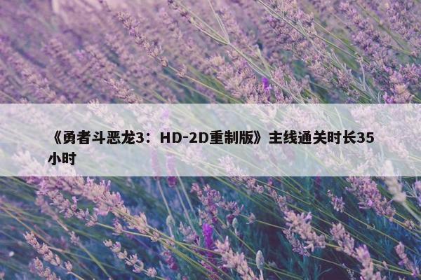 《勇者斗恶龙3：HD-2D重制版》主线通关时长35小时