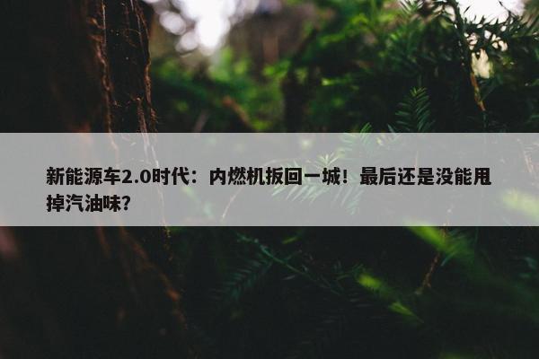 新能源车2.0时代：内燃机扳回一城！最后还是没能甩掉汽油味？