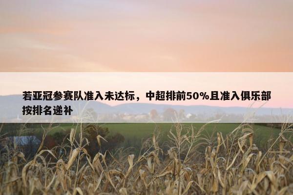 若亚冠参赛队准入未达标，中超排前50%且准入俱乐部按排名递补