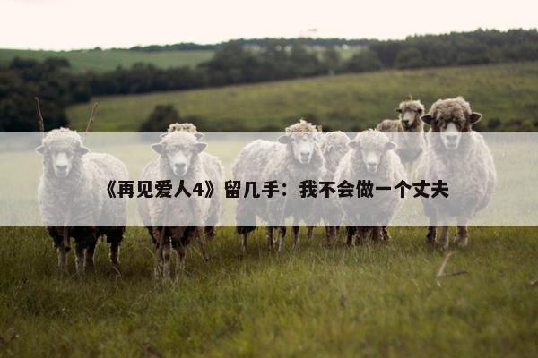 《再见爱人4》留几手：我不会做一个丈夫