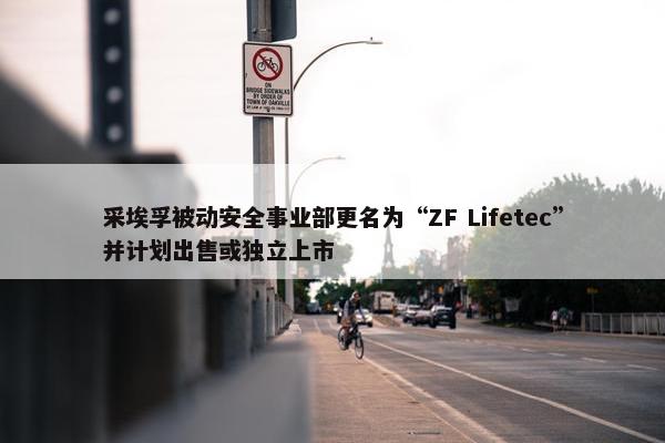 采埃孚被动安全事业部更名为“ZF Lifetec”并计划出售或独立上市