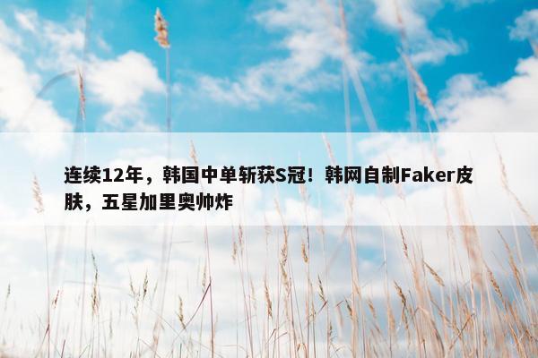 连续12年，韩国中单斩获S冠！韩网自制Faker皮肤，五星加里奥帅炸