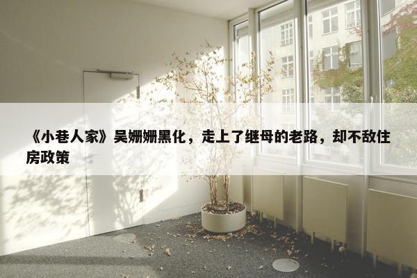 《小巷人家》吴姗姗黑化，走上了继母的老路，却不敌住房政策