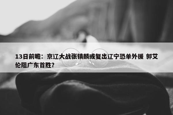 13日前瞻：京辽大战张镇麟或复出辽宁恐单外援 郭艾伦阻广东首胜？