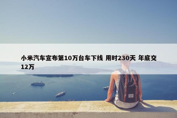 小米汽车宣布第10万台车下线 用时230天 年底交12万