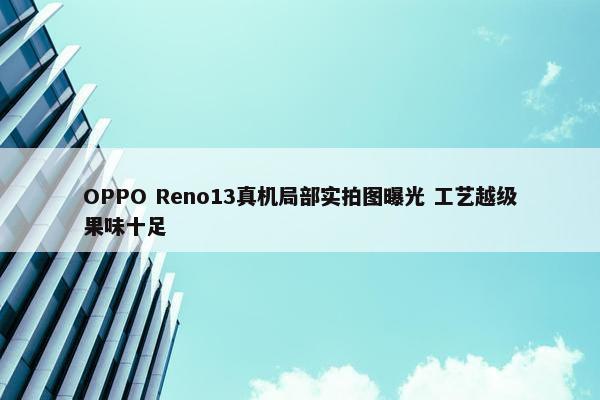 OPPO Reno13真机局部实拍图曝光 工艺越级果味十足