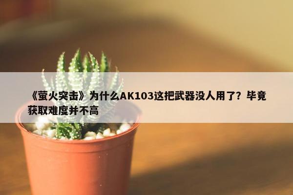 《萤火突击》为什么AK103这把武器没人用了？毕竟获取难度并不高