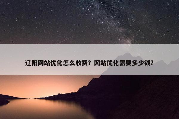 辽阳网站优化怎么收费？网站优化需要多少钱？