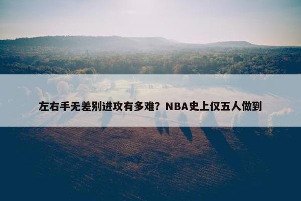 左右手无差别进攻有多难？NBA史上仅五人做到