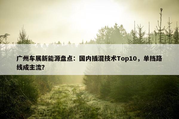 广州车展新能源盘点：国内插混技术Top10，单挡路线成主流？