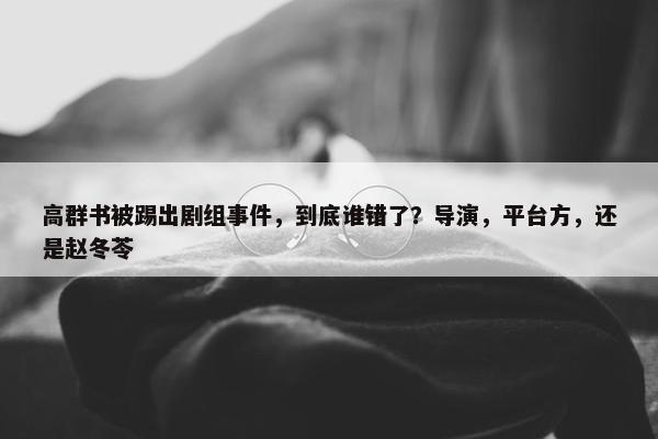 高群书被踢出剧组事件，到底谁错了？导演，平台方，还是赵冬苓