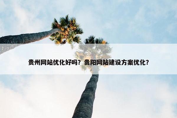 贵州网站优化好吗？贵阳网站建设方案优化？