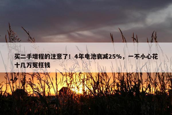 买二手增程的注意了！4年电池衰减25%，一不小心花十几万冤枉钱