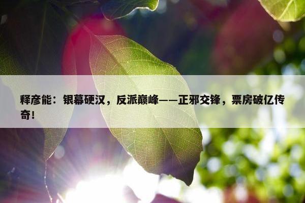 释彦能：银幕硬汉，反派巅峰——正邪交锋，票房破亿传奇！