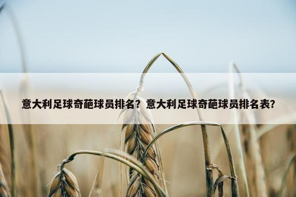 意大利足球奇葩球员排名？意大利足球奇葩球员排名表？