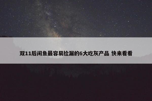 双11后闲鱼最容易捡漏的6大吃灰产品 快来看看