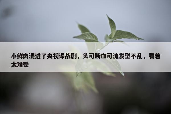 小鲜肉混进了央视谍战剧，头可断血可流发型不乱，看着太难受