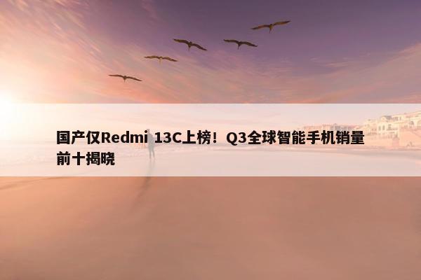 国产仅Redmi 13C上榜！Q3全球智能手机销量前十揭晓