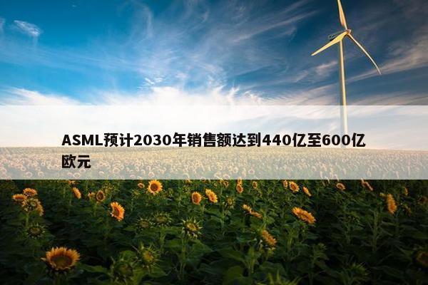 ASML预计2030年销售额达到440亿至600亿欧元