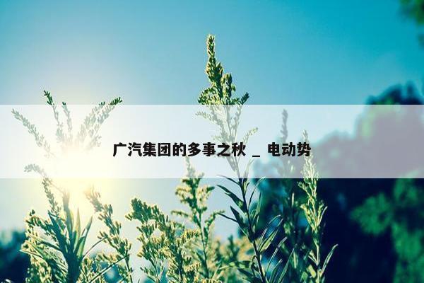 广汽集团的多事之秋 _ 电动势