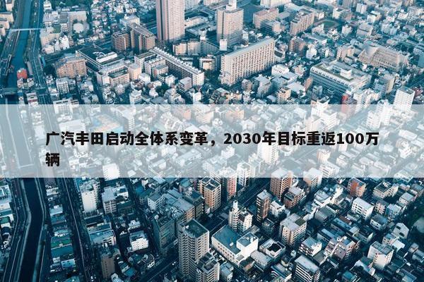 广汽丰田启动全体系变革，2030年目标重返100万辆