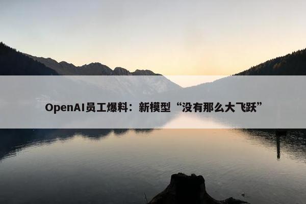 OpenAI员工爆料：新模型“没有那么大飞跃”