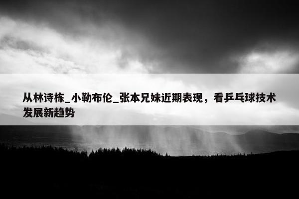 从林诗栋_小勒布伦_张本兄妹近期表现，看乒乓球技术发展新趋势