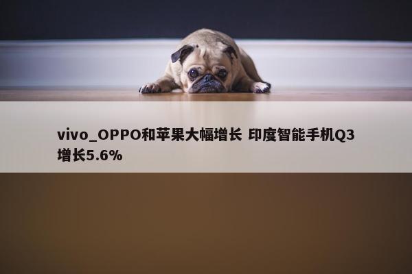 vivo_OPPO和苹果大幅增长 印度智能手机Q3增长5.6%