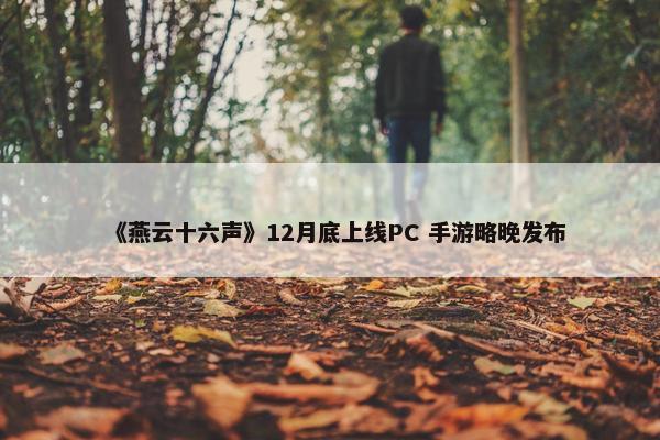 《燕云十六声》12月底上线PC 手游略晚发布