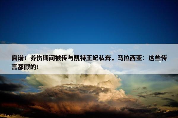 离谱！养伤期间被传与凯特王妃私奔，马拉西亚：这些传言都假的！