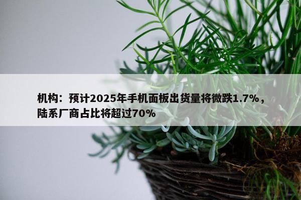 机构：预计2025年手机面板出货量将微跌1.7%，陆系厂商占比将超过70%