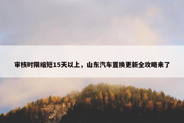 审核时限缩短15天以上，山东汽车置换更新全攻略来了