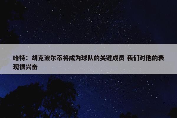 哈特：胡克波尔蒂将成为球队的关键成员 我们对他的表现很兴奋