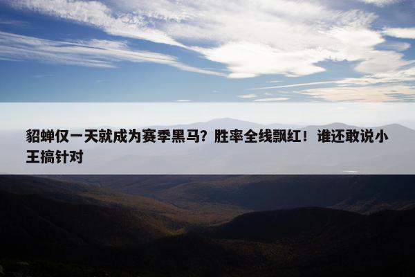 貂蝉仅一天就成为赛季黑马？胜率全线飘红！谁还敢说小王搞针对