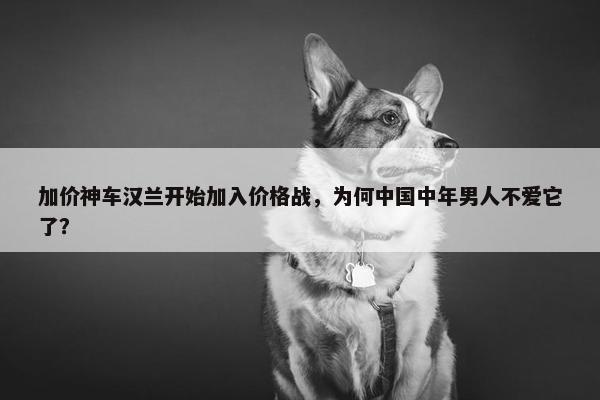 加价神车汉兰开始加入价格战，为何中国中年男人不爱它了？