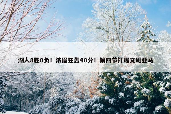 湖人8胜0负！浓眉狂轰40分！第四节打爆文班亚马