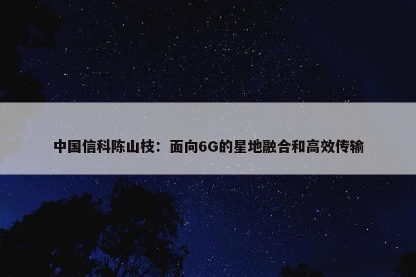 中国信科陈山枝：面向6G的星地融合和高效传输