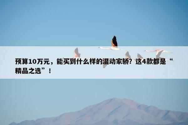 预算10万元，能买到什么样的混动家轿？这4款都是“精品之选”！